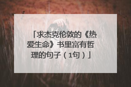 求杰克伦敦的《热爱生命》书里富有哲理的句子(1句)
