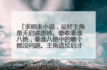 求明末小说，最好主角是天启或崇祯。要收秦淮八艳，秦淮八艳中的哪个都没问题。主角造反后才当皇帝也可。