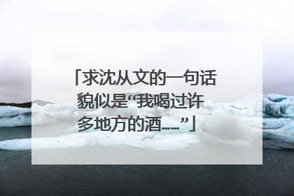 求沈从文的一句话 貌似是“我喝过许多地方的酒……”