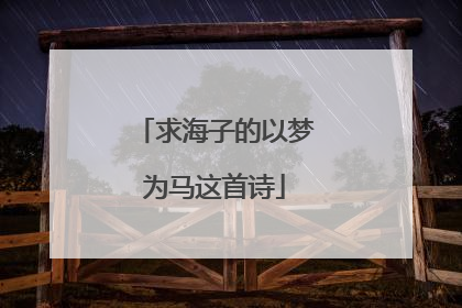 求海子的以梦为马这首诗