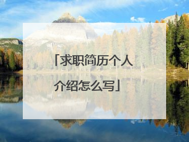 求职简历个人介绍怎么写