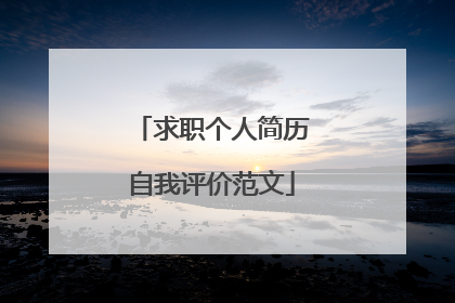 求职个人简历自我评价范文