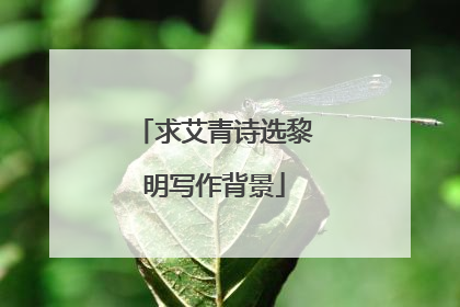 求艾青诗选黎明写作背景