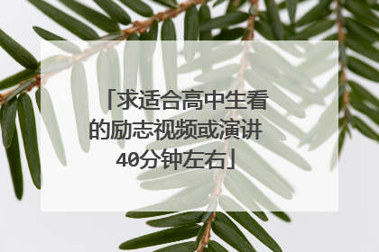 求适合高中生看的励志视频或演讲40分钟左右