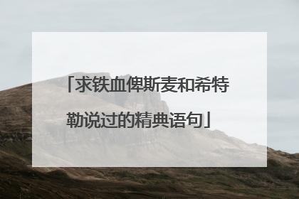 求铁血俾斯麦和希特勒说过的精典语句
