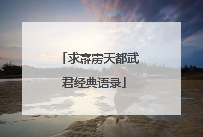 求霹雳天都武君经典语录