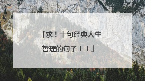 求！十句经典人生哲理的句子！！