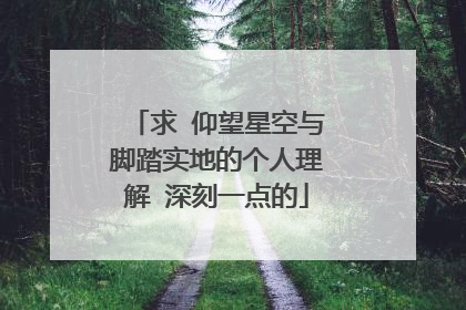 求 仰望星空与脚踏实地的个人理解 深刻一点的