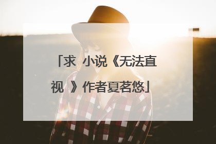 求 小说《无法直视 》作者夏茗悠