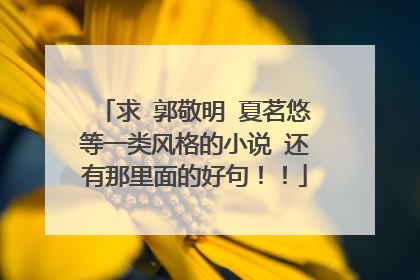 求 郭敬明 夏茗悠等一类风格的小说 还有那里面的好句！！