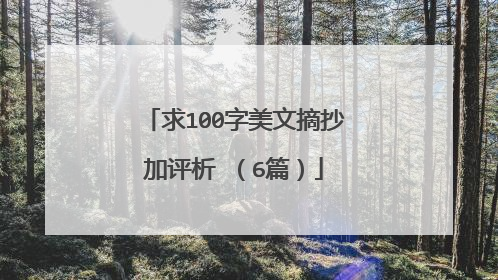 求100字美文摘抄加评析 （6篇）