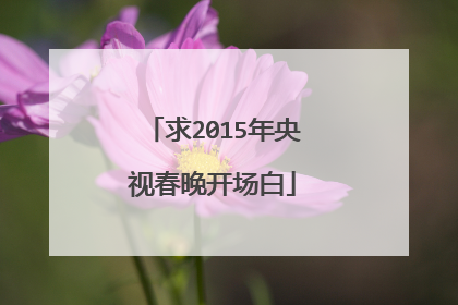 求2015年央视春晚开场白