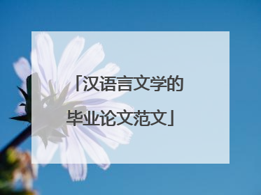 汉语言文学的毕业论文范文