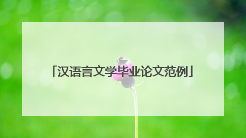 汉语言文学毕业论文范例