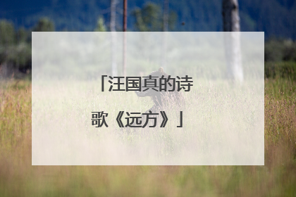 汪国真的诗歌《远方》