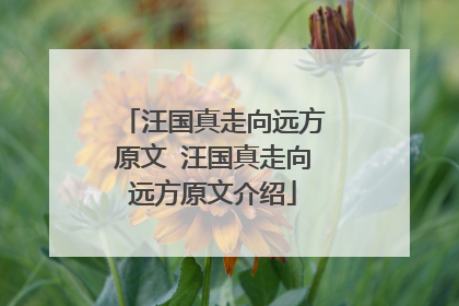 汪国真走向远方原文 汪国真走向远方原文介绍