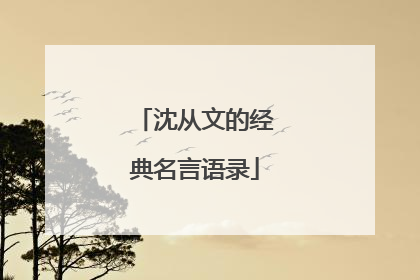 沈从文的经典名言语录