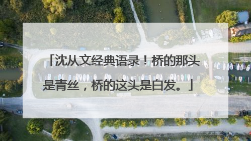 沈从文经典语录!桥的那头是青丝,桥的这头是白发。