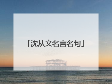 沈从文名言名句
