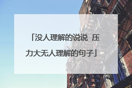 没人理解的说说 压力大无人理解的句子