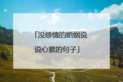 没感情的婚姻说说心累的句子