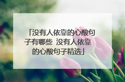 没有人依靠的心酸句子有哪些 没有人依靠的心酸句子精选