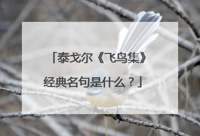 泰戈尔《飞鸟集》经典名句是什么?