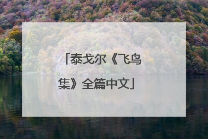 泰戈尔《飞鸟集》全篇中文