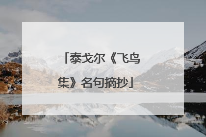 泰戈尔《飞鸟集》名句摘抄