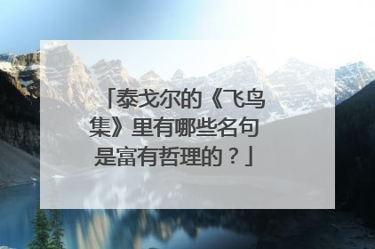 泰戈尔的《飞鸟集》里有哪些名句是富有哲理的?