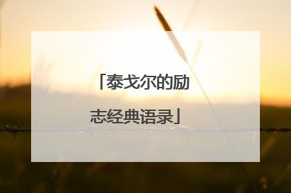 泰戈尔的励志经典语录