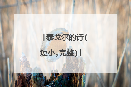 泰戈尔的诗(短小,完整)