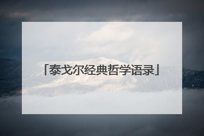 泰戈尔经典哲学语录