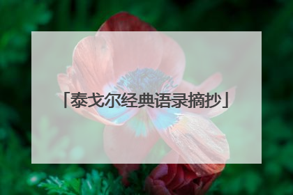 泰戈尔经典语录摘抄