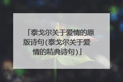 泰戈尔关于爱情的原版诗句(泰戈尔关于爱情的精典诗句)