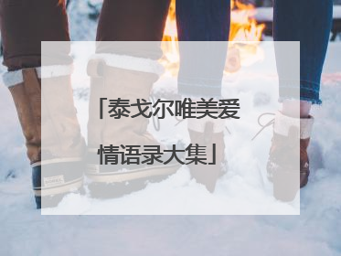 泰戈尔唯美爱情语录大集