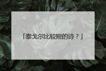 泰戈尔比较短的诗?