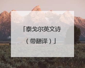 泰戈尔英文诗(带翻译)