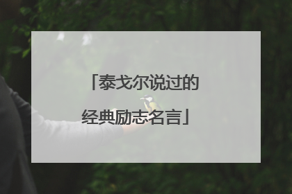 泰戈尔说过的经典励志名言