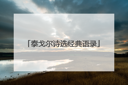 泰戈尔诗选经典语录