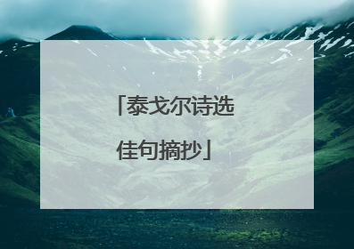 泰戈尔诗选佳句摘抄
