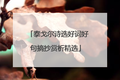 泰戈尔诗选好词好句摘抄赏析精选