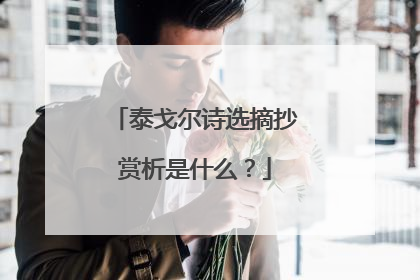 泰戈尔诗选摘抄赏析是什么?