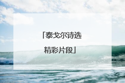 泰戈尔诗选 精彩片段