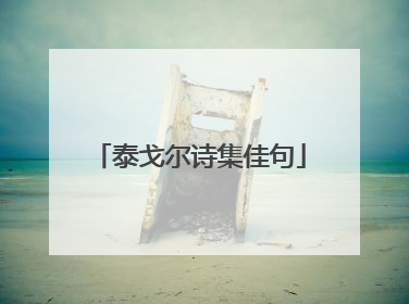 泰戈尔诗集佳句