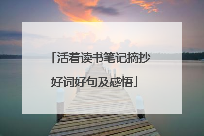 活着读书笔记摘抄好词好句及感悟