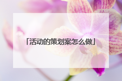 活动的策划案怎么做