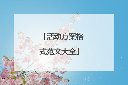 活动方案格式范文大全