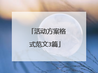 活动方案格式范文3篇