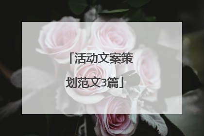 活动文案策划范文3篇